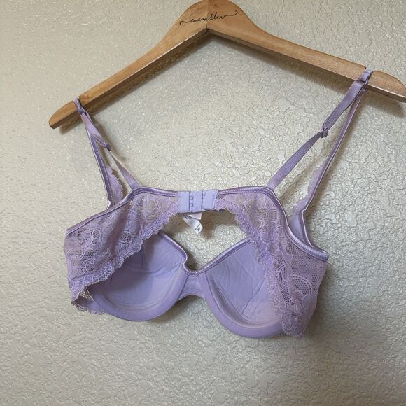 Victoria's Secret Angels Woman's Sz 36B Purple Lace Lined Demi Cup Bra - Picture 2 of 5